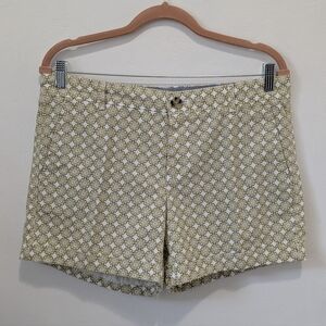 Banana Republic Summer 2013 Moon Yellow Geometric Women's Shorts Cotton Size 8